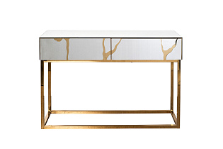 KFG197 Консоль зеркальная c золотым декором 120*42*79см_s2