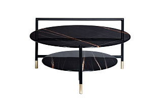 30B-872 BL Стол журнальный d80*45 с полкой, черный_s2